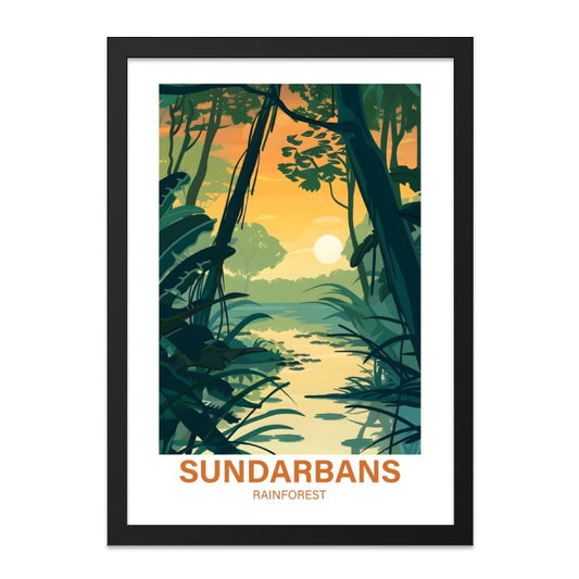 Sundarbans Rainforest Wall Art, Tropical Landscape Print, Nature Illustration, Home Decor, Jungle Scenery, Modern Wall Decor - Tawshia