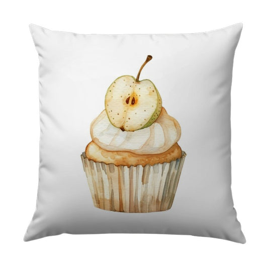 Cupcake Pillow, Apple Topping Art, Dessert Throw Pillow, Sweet Treat Home Decor, Watercolor Design Pillow, Kitchen Accent Pillow - Tawshia