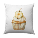 Cupcake Pillow, Apple Topping Art, Dessert Throw Pillow, Sweet Treat Home Decor, Watercolor Design Pillow, Kitchen Accent Pillow - Tawshia