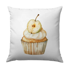 Cupcake Pillow, Apple Topping Art, Dessert Throw Pillow, Sweet Treat Home Decor, Watercolor Design Pillow, Kitchen Accent Pillow - Tawshia