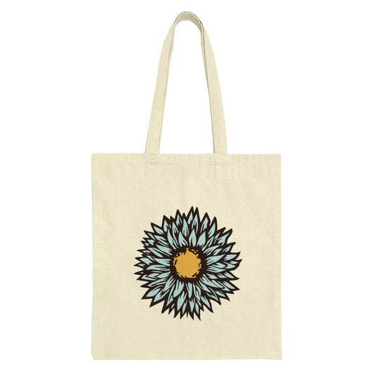 Blue Sunflower Tote Bag, Floral Print Tote, Nature Inspired Bag, Everyday Tote Bag, Gift for Her, Stylish Tote Bag, Unique Design - Tawshia