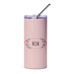 Mom Floral Tumbler, Gift for Mom, Mother's Day Present, Floral Mom Tumbler, Best Mom Ever, Cute Mom Tumbler, Mom Tumbler with Straw - Tawshia