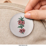 Peach Blossom Pinback Button, Floral Illustration Button, Botanical Badge, Pink Flower Button, Unique Gift Idea - Tawshia