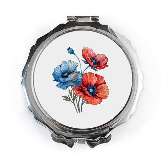 Floral Pocket Mirror, Poppy Flower Mirror, Travel Mirror, Makeup Mirror, Compact Mirror, Pretty Mirror, Gift For Her, Cosmetic Mirror - Tawshia