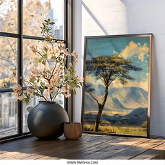 African Savanna Wall Art, Landscape Painting Print, Serengeti Art, Tree Scenery Decor, Wilderness Art Print, Nature Home Decor - Tawshia