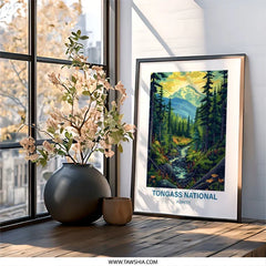Tongass National Forest Wall Art, Alaskan Landscape Print, Mountain River Scene, Nature Lover Gift, Scenic View Decor, Modern Home Art - Tawshia