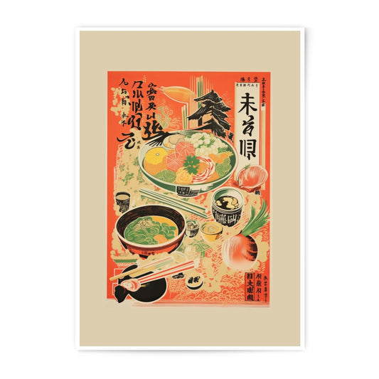 Japanese Food Photographic Print, Retro Food Art, Noodle Bowl Poster, Japanese Restaurant Decor, Asian Food Print, Kitchen Art - Tawshia