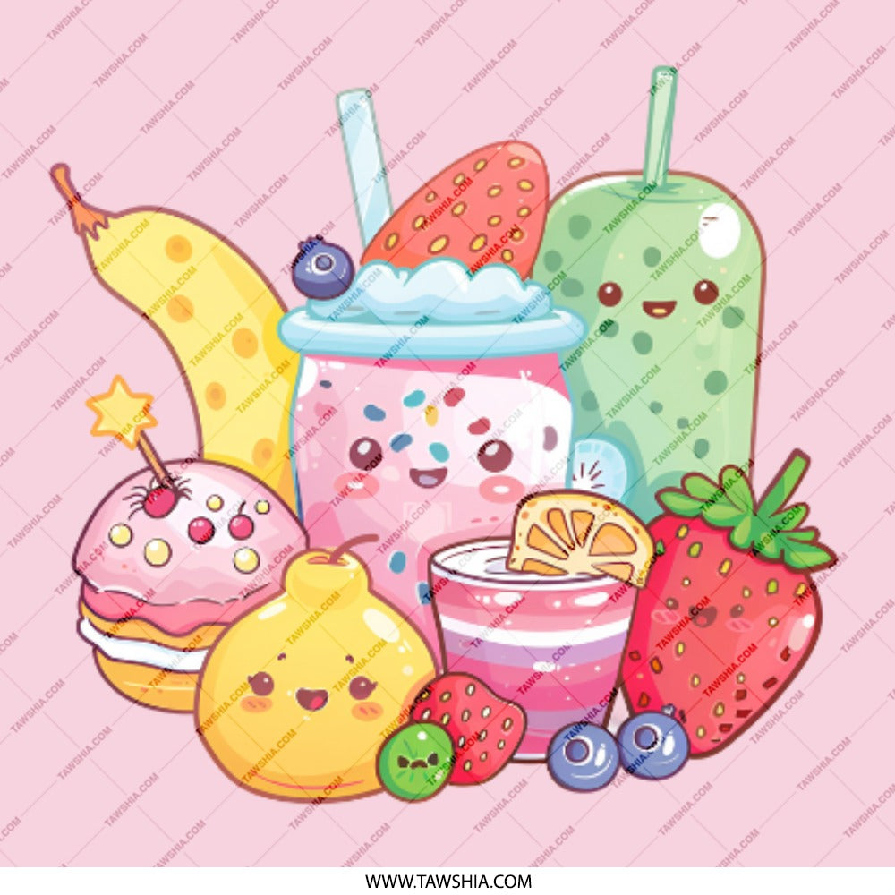 Cute Kawaii Dessert Pinback, Foodie Pin Badge, Sweet Treats Button, Bubble Tea Badge, Anime Style, Pastel Colors, Gift for Food Lovers - Tawshia