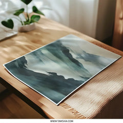 Misty Mountain Photographic Print, Landscape Wall Art, Home Decor, Atmospheric Photo, Serene Scenery, Nature Photography Print - Tawshia