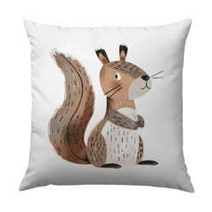 Cute Squirrel Pillow, Woodland Animal Pillow, Kids Room Decor, Nursery Pillow, Decorative Pillow, Cartoon Squirrel Design - Tawshia
