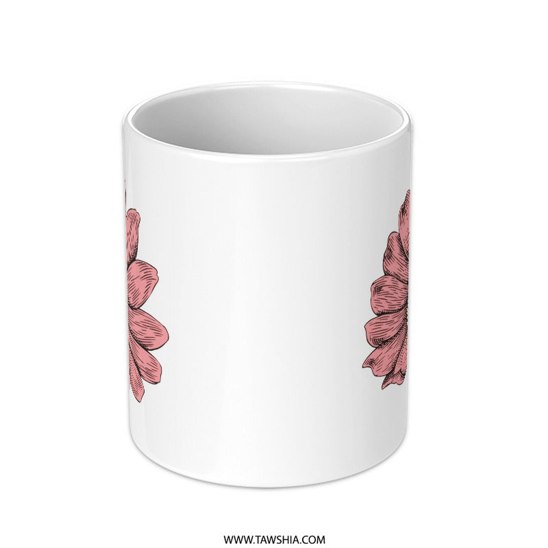 Pink Daisy Flower Mug, Floral Design Cup, Botanical Coffee Mug, Springtime Drinkware, Gift Idea for Her, Nature Lover Present - Tawshia