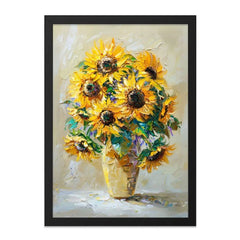 Sunflower Wall Art, Floral Painting Print, Still Life Artwork, Impasto Style, Botanical Home Decor, Bright and Cheerful Design - Tawshia