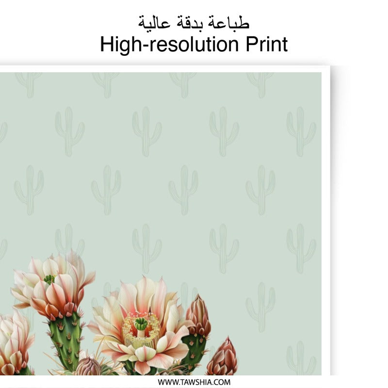 Blooming Cactus Photographic Print, Desert Plant Art, Southwest Decor, Botanical Illustration, Home Decor, Wall Art - Tawshia