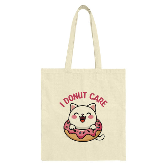 I Donut Care Tote Bag, Cute Cat Donut, Funny Cat Gift, Pun Tote Bag, Novelty Tote Bag, Reusable Shopping Bag, Gift Idea, Foodie Gift - Tawshia