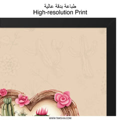 Cactus Wall Art, Heart of Roses, Desert Decor, Southwest Art, Floral Cactus Print, Botanical Wall Decor, Succulent Wall Art - Tawshia