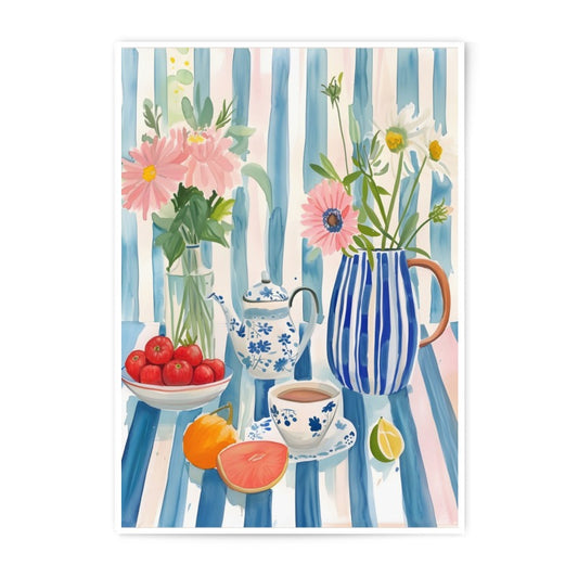 Still Life Photographic Print, Floral Art Print, Teapot Art, Fruit Art, Kitchen Decor, Fine Art Print, Home Decor - Tawshia