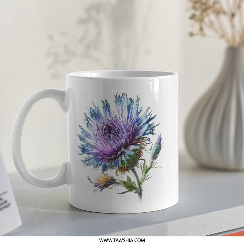 Cornflower Mug, Floral Mug, Flower Lover Gift, Blue and Purple Flower Mug, Gift for Her, Botanical Gift, Tea Mug, Coffee Mug - Tawshia
