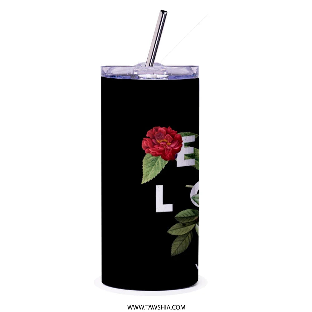 Floral Design Black Travel Tumbler for Sale Product