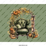 Green Armchair Mouse Pad, Fall Home Decor, Pumpkin Art Desk Mat, Cozy Library Mousepad, Aesthetic Desk Accessories, Book Lover Gift - Tawshia