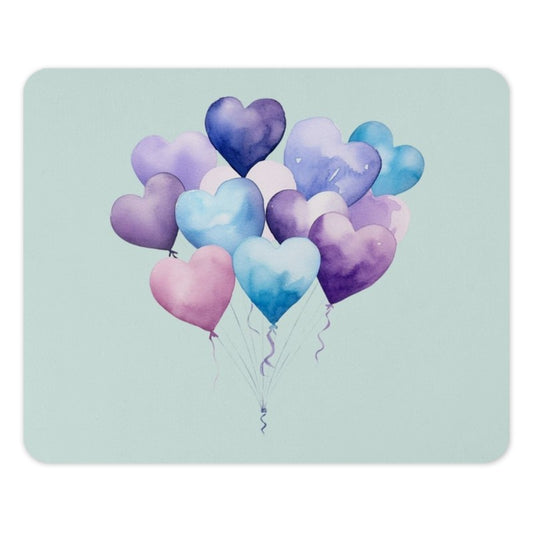 Heart Balloons Mouse Pad, Watercolor Hearts, Cute Pastel, Office Decor, Desk Accessories, Valentines Gift, Gift for Her, Gift for Him - Tawshia