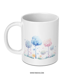 Floral Garden Mug, Watercolor Flower Tree, Unique Coffee Mug, Whimsical Tea Cup, Gift for Plant Lover, Colorful Nature Mug - Tawshia