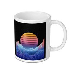Retro Sunset Neon Grid Design Coffee Mug product type
