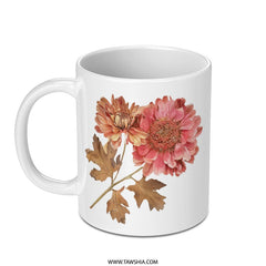 Floral Chrysanthemum Mug, Botanical Mug, Flower Coffee Cup, Nature Lover Gift, Vintage Style Mug, Aesthetic Mug, Unique Tea Cup - Tawshia