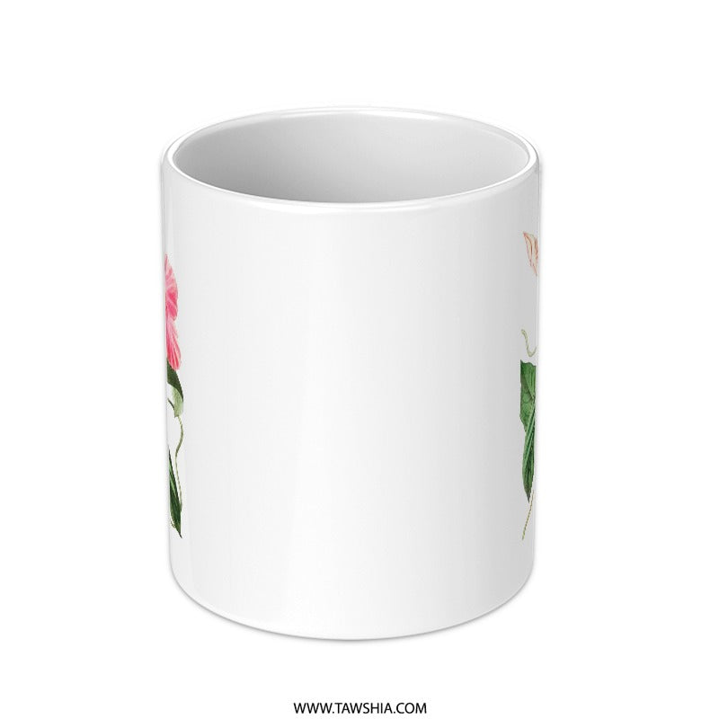 Pink Allamanda Flower Mug, Floral Botanical Coffee Mug, Vintage Flower Mug, Nature Lover Mug, Gift Mug - Tawshia