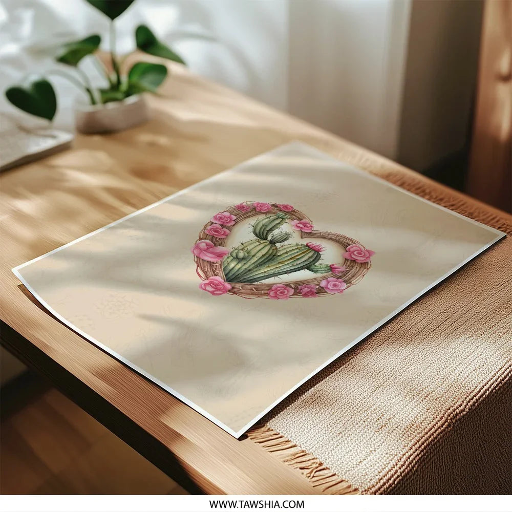 Cactus Heart Photographic Prints, Floral Wall Art, Desert Decor, Botanical Print, Succulent Artwork, Southwest Style - Tawshia