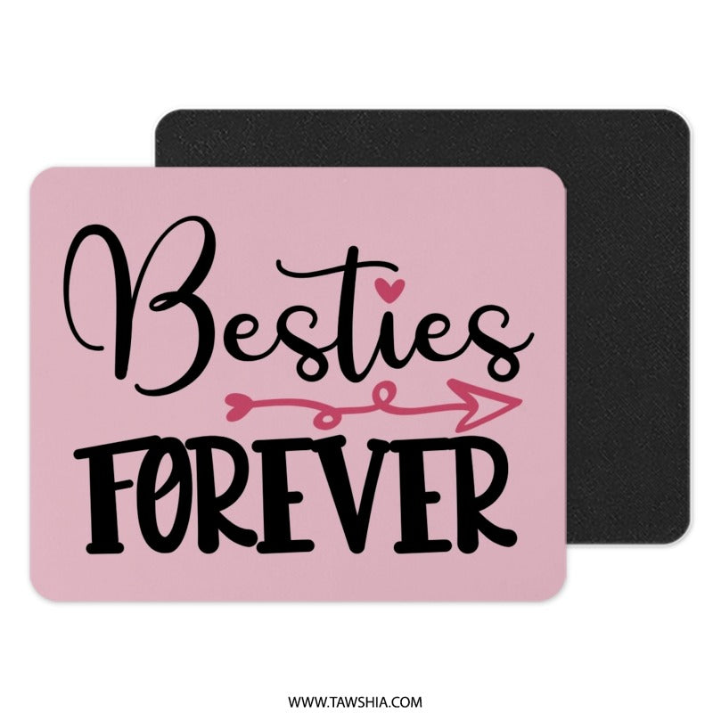 Besties Forever Mouse Pad, Friendship Gift, Best Friend Gift, Cute Mousepad, Gift for Her, Pink Desk Decor, Girl Best Friend Present - Tawshia