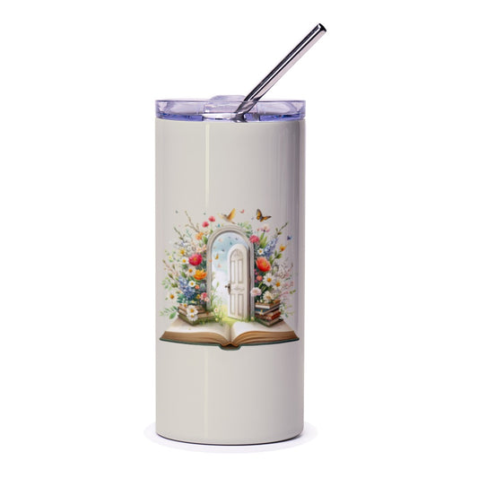 Floral Door Tumbler, Book Lover Gift, Garden Tumbler, Unique Design Tumbler, Whimsical Tumbler, Nature Tumbler, Perfect Gift, Drinkware - Tawshia
