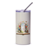 Floral Door Tumbler, Book Lover Gift, Garden Tumbler, Unique Design Tumbler, Whimsical Tumbler, Nature Tumbler, Perfect Gift, Drinkware - Tawshia