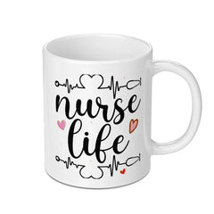 Nurse Life Mug, Gift for Nurses, Nurse Appreciation, Healthcare Mug, Heartbeat, Stethoscope, Nursing School Graduation Gift - Tawshia