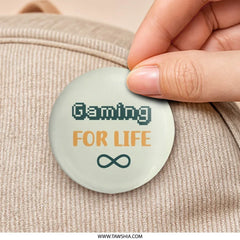 Gaming for Life Pinback Button, Gamer Gift, Video Game Lover, Infinity Symbol, Geeky Accessory, Retro Gaming, Pixel Art Pin Button - Tawshia
