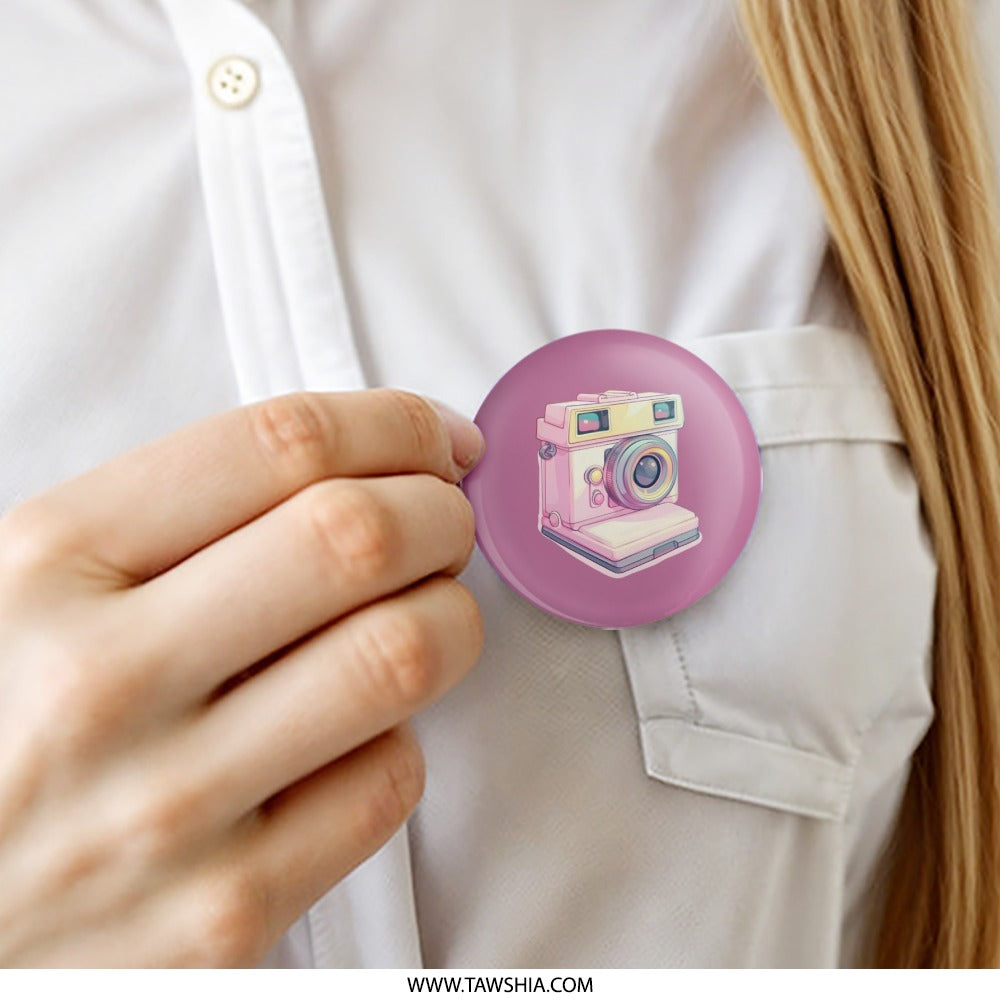 Cute Camera Pinback Button, Pastel Camera Button, Kawaii Camera Button, Photographer Gift, Vintage Camera Button, Camera Lover - Tawshia