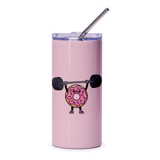Funny Workout Donut Tumbler, Gym Lover Gift, Weightlifting Tumbler, Foodie Gift, Fitness Enthusiast Tumbler, Cute Food Tumbler - Tawshia