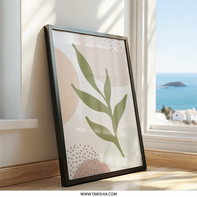 Abstract Botanical Wall Art, Modern Leaf Print, Neutral Tones Art, Minimalist Art, Home Decor Wall Hanging, Boho Wall Decor - Tawshia