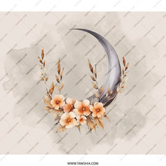 Floral Crescent Moon BackPack, Ethereal Design BackPack, Trendy Backpack for School, Unique College BackPack, Nature Lover BackPack - Tawshia