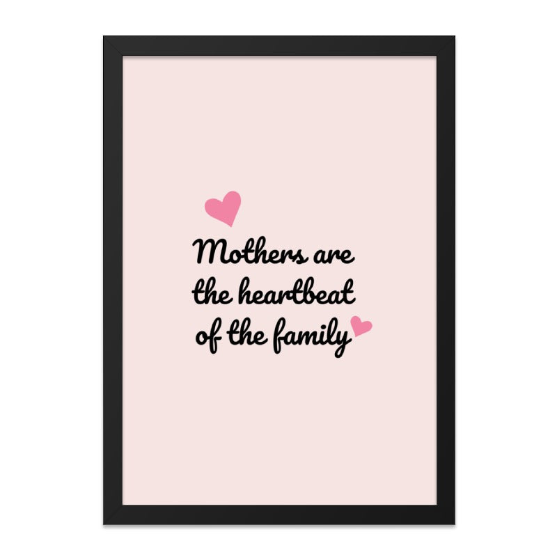 Mothers Heartbeat Wall Art, Family Love Art, Mom Gift Idea, Mother's Day Present, Quote Wall Art, Pink Wall Decor - Tawshia