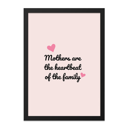 Mothers Heartbeat Wall Art, Family Love Art, Mom Gift Idea, Mother's Day Present, Quote Wall Art, Pink Wall Decor - Tawshia