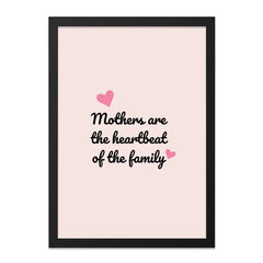 Mothers Heartbeat Wall Art, Family Love Art, Mom Gift Idea, Mother's Day Present, Quote Wall Art, Pink Wall Decor - Tawshia
