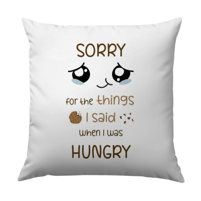 Sorry When Hungry Pillow, Funny Foodie Decor, Cute Apology Cushion, Comfort Food Gift, Hangry Humor Pillow, Forgiveness Present - Tawshia