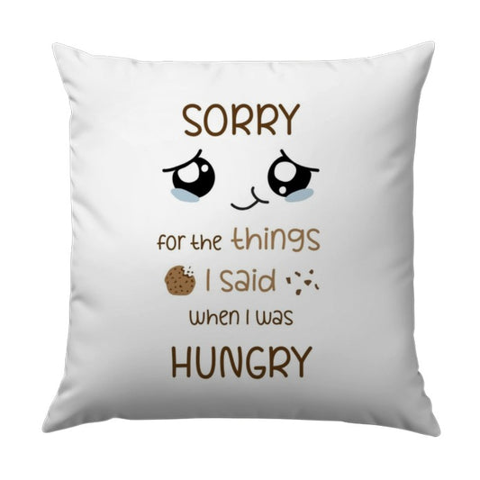 Sorry When Hungry Pillow, Funny Foodie Decor, Cute Apology Cushion, Comfort Food Gift, Hangry Humor Pillow, Forgiveness Present - Tawshia