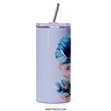 Floral Tumbler, Blue Poppy Tumbler, Flower Tumbler, Botanical Tumbler, Gift for Her, Tumbler with Straw, Floral Design - Tawshia