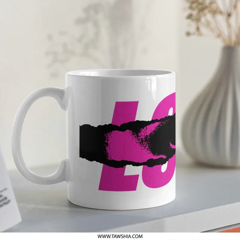 Bold Pink and Black Design 11oz Ceramic White Mug product