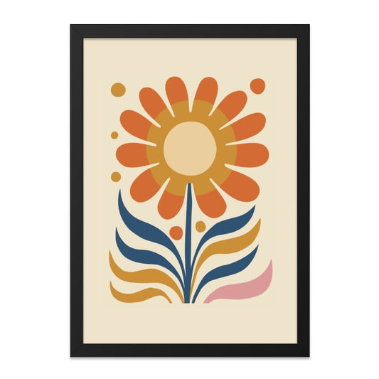 Retro Floral Wall Art, 70s Flower Print, Boho Wall Decor, Mid Century Modern Art, Abstract Botanical Poster, Colorful Flower Art Print - Tawshia