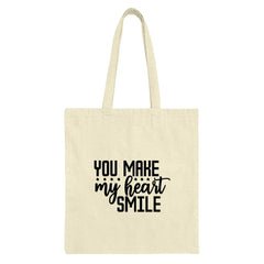 You Make My Heart Smile Tote Bag, Cute Graphic Tote, Inspirational Quote Bag, Gift for Her, Everyday Tote, Trendy Bag - Tawshia