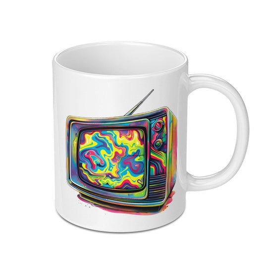 Retro TV Mug, Psychedelic Waves, Colorful Coffee Mug, Vintage Television, Unique Gift, Fun Mug, Novelty Mug, Art Mug - Tawshia