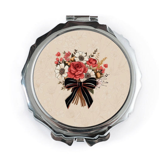 Floral Bouquet Pocket Mirror, Romantic Gift, Rose Compact Mirror, Flower Girl Gift, Pocket Mirrors for Women, Elegant Accessory - Tawshia