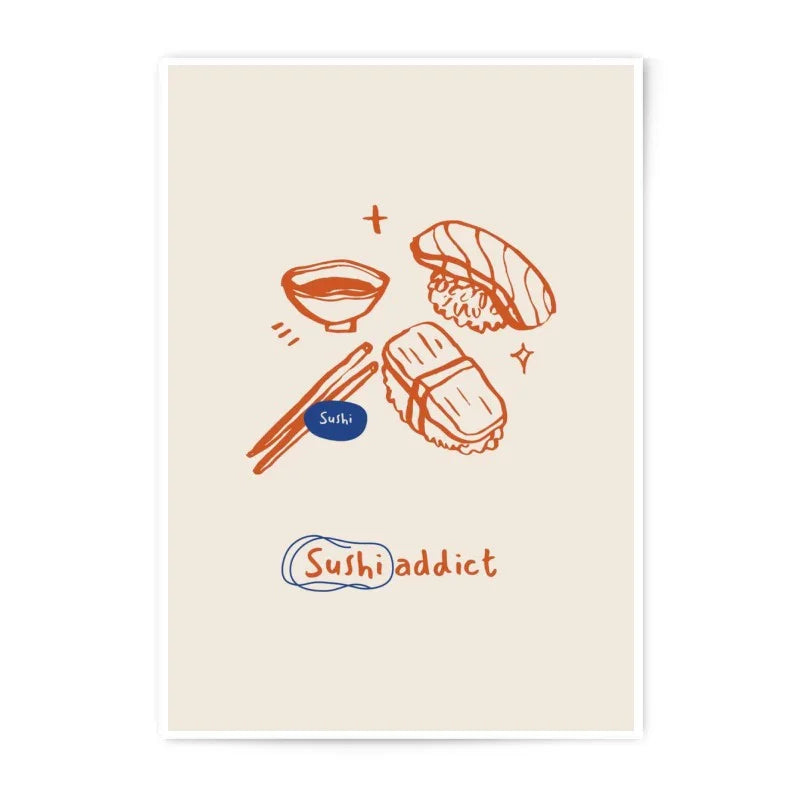 Sushi Lover Photographic Print, Japanese Food Art, Kitchen Decor, Sushi Addict Art Print, Foodie Gift, Minimalist Print, Restaurant Wall Art - Tawshia